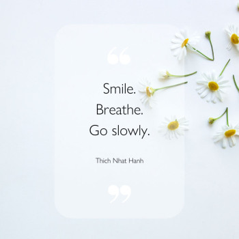 Smile. Breathe. Go slowly. -Thich Nhat Hanh